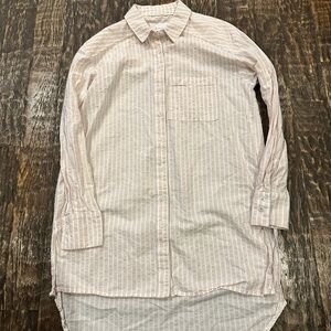 Anthropologie Light Pink and White Striped Button-Down Shirt